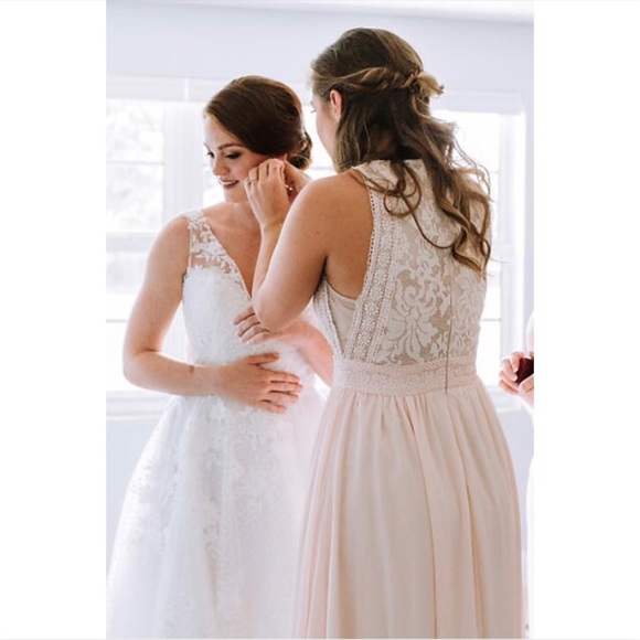 forever and always blush pink lace maxi dress